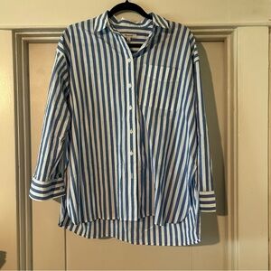 Madewell Oversized Striped Cuffed Sleeve Shirt